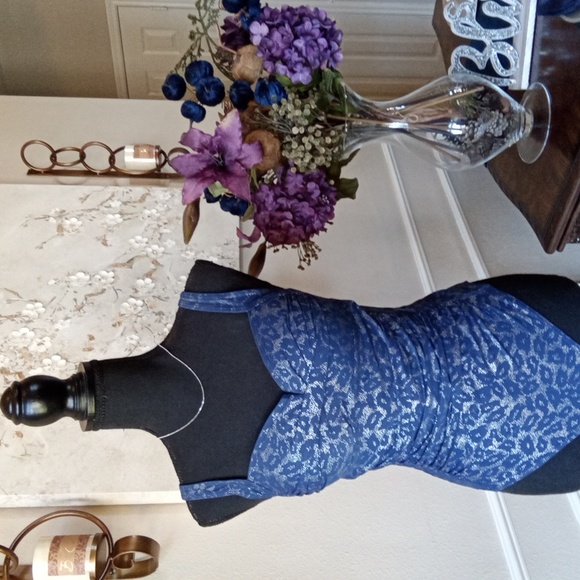 Blue And Silver Slimming Swimsuit By Nip Tuck. Size 6 - Picture 3 of 17